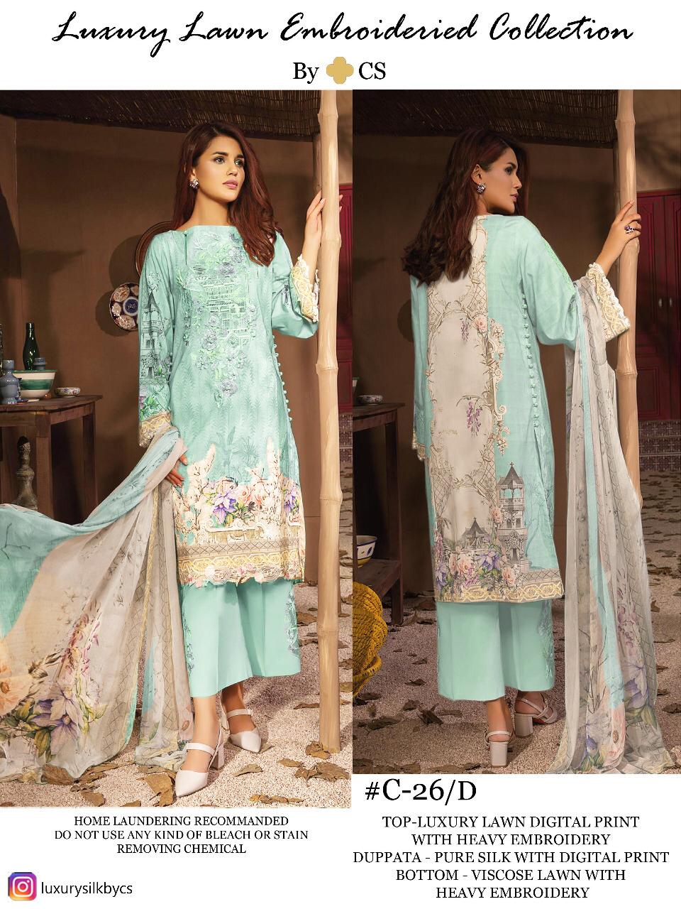 Cs Luxury Lawn Karachi Dress Materials Catalogue