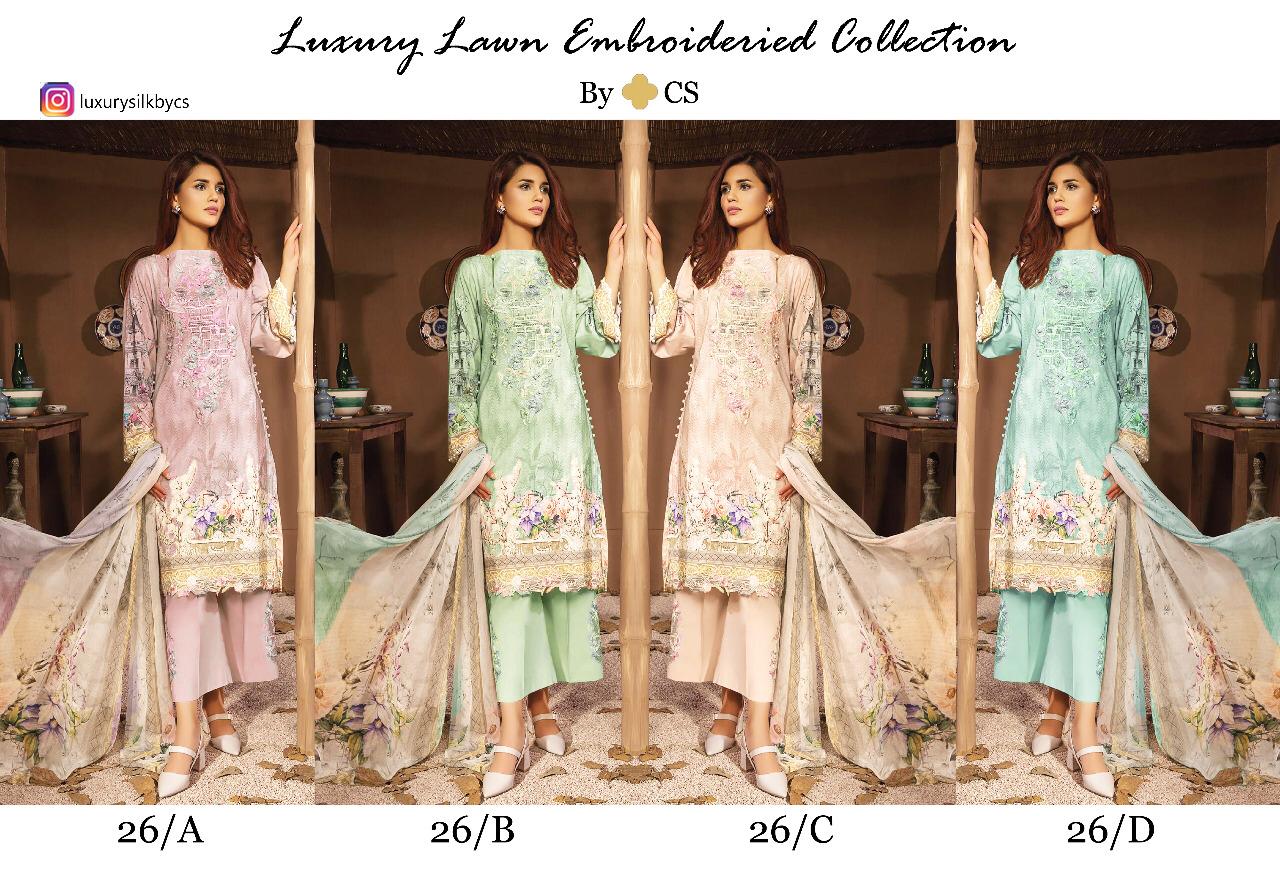 Cs Luxury Lawn Karachi Dress Materials Catalogue