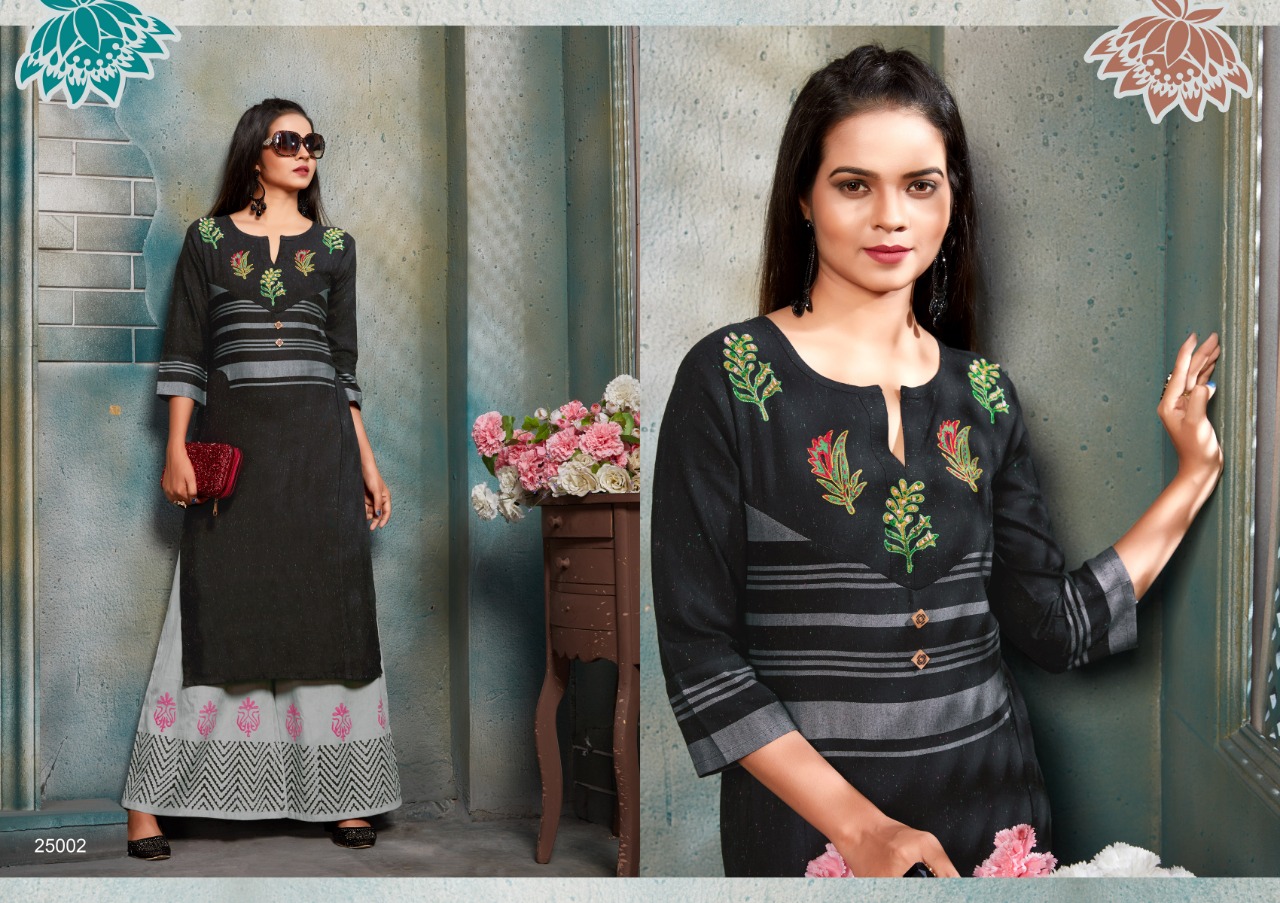 Plazzo World Catalogue By Art Ridh Kurtis With Plazzo Wholesale Rate