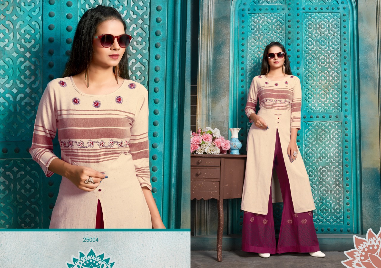 Plazzo World Catalogue By Art Ridh Kurtis With Plazzo Wholesale Rate