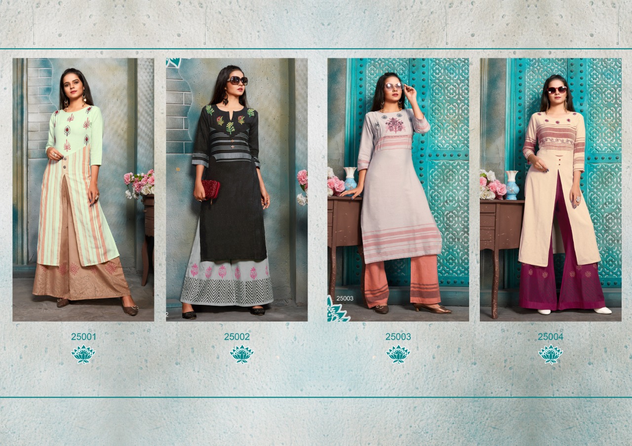 Plazzo World Catalogue By Art Ridh Kurtis With Plazzo Wholesale Rate
