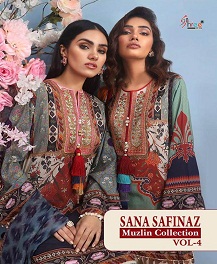 Sana Safinaz Muzlin Collection Vol 4 By Shree Fabs Salwar Kameez Catalogue