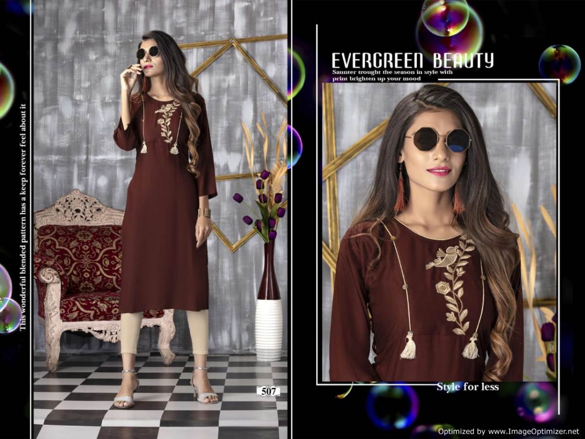 Avani By Trendy Fashion Rayon Causal Wear Kurtis Catalogue