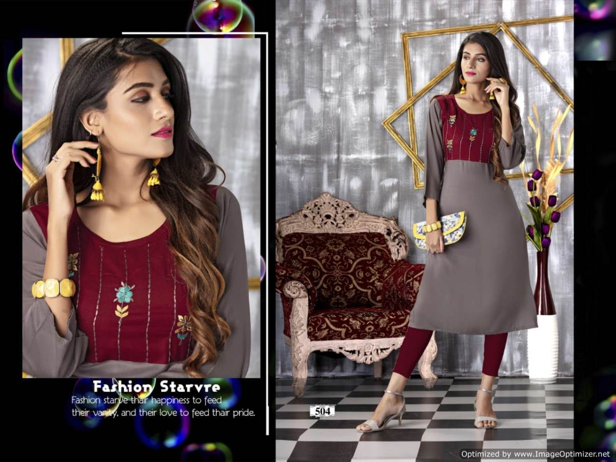 Avani By Trendy Fashion Rayon Causal Wear Kurtis Catalogue