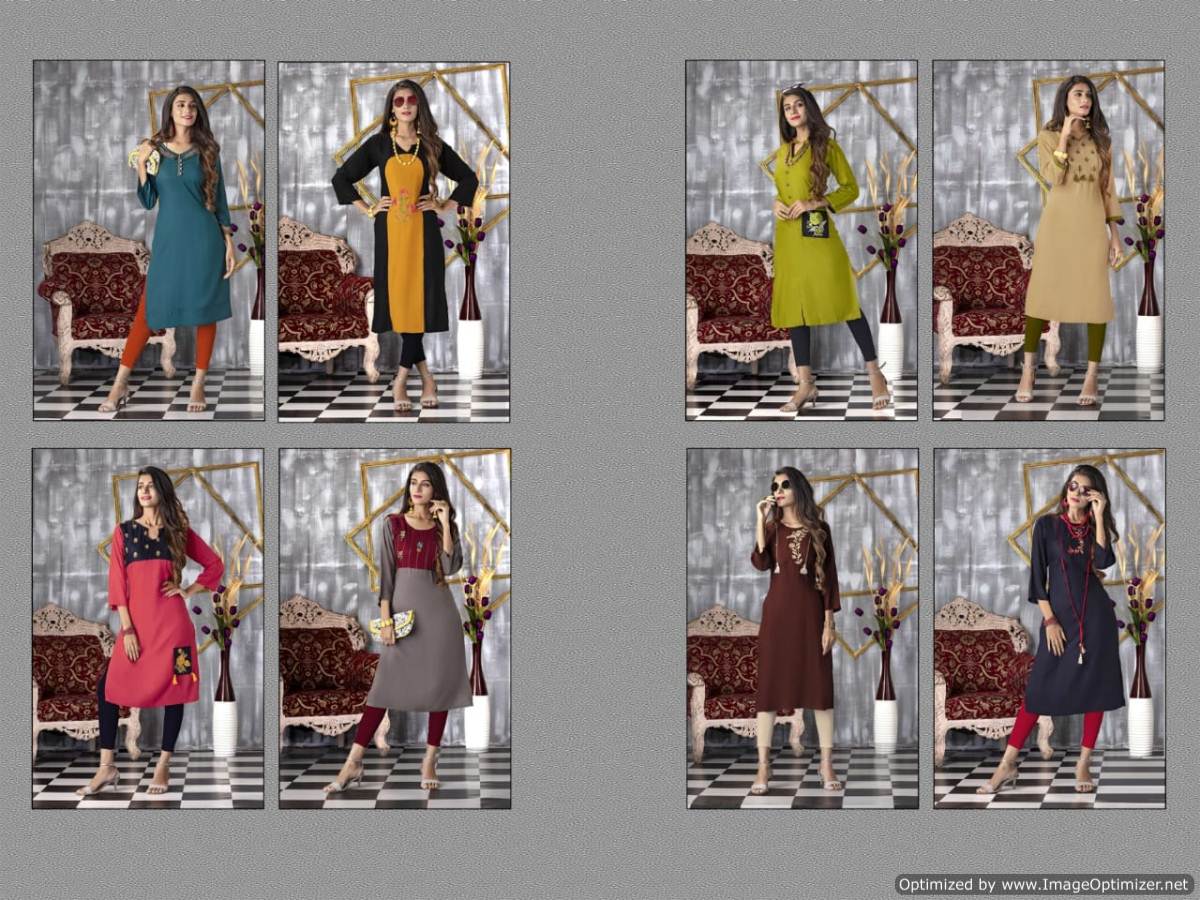 Avani By Trendy Fashion Rayon Causal Wear Kurtis Catalogue