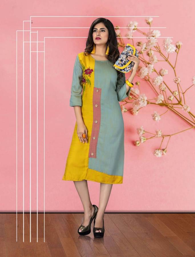 D Rangrasiya Rayon Designer Kurtis Catalogue
