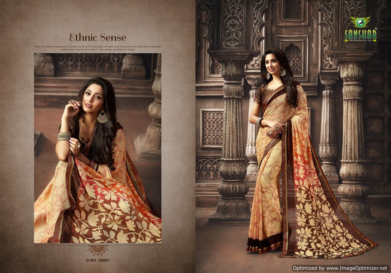Sanskar By  Manorama Designer Printed Georgette Sarees Collections