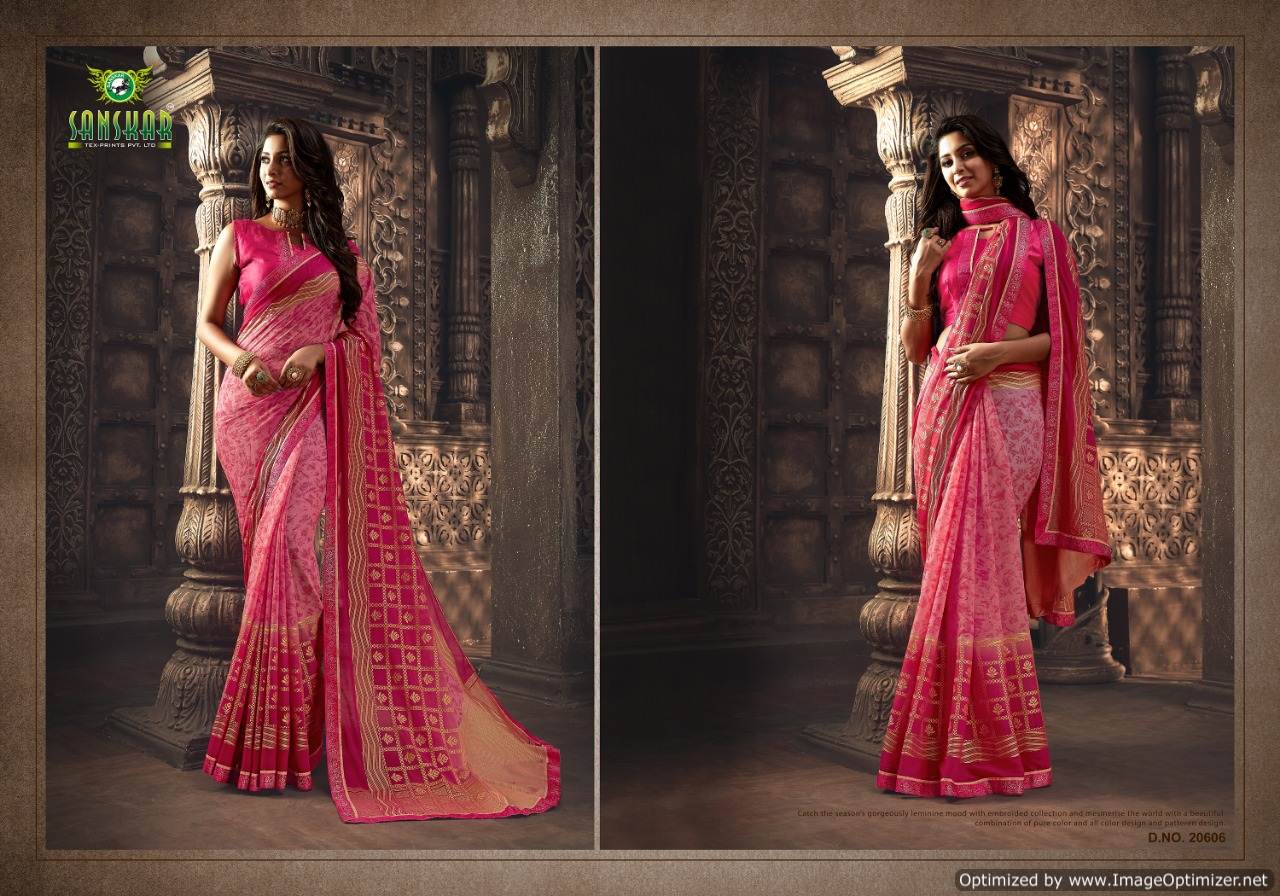 Sanskar By  Manorama Designer Printed Georgette Sarees Collections