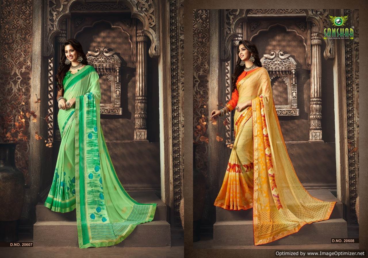 Sanskar By  Manorama Designer Printed Georgette Sarees Collections