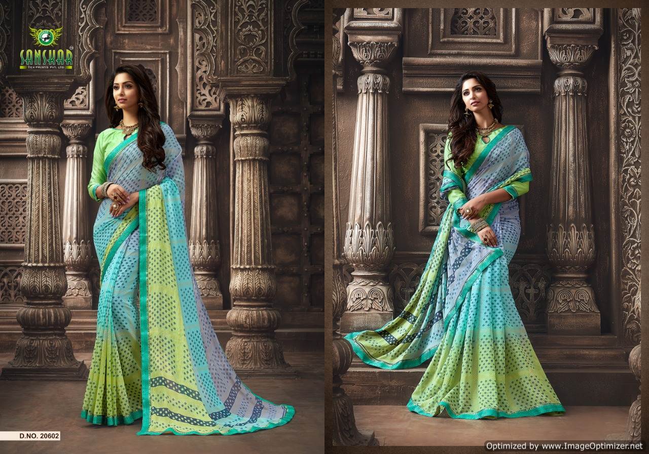 Sanskar By  Manorama Designer Printed Georgette Sarees Collections