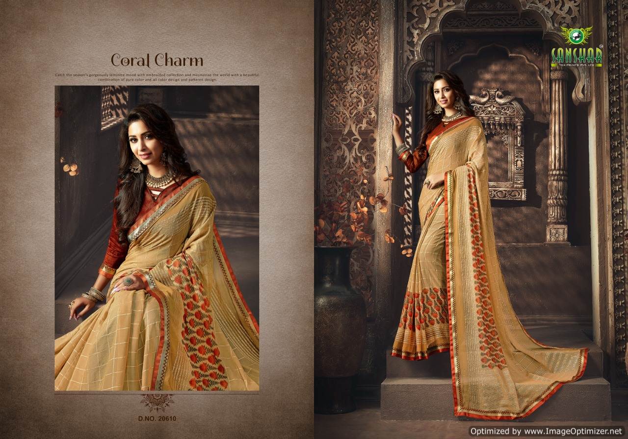 Sanskar By  Manorama Designer Printed Georgette Sarees Collections