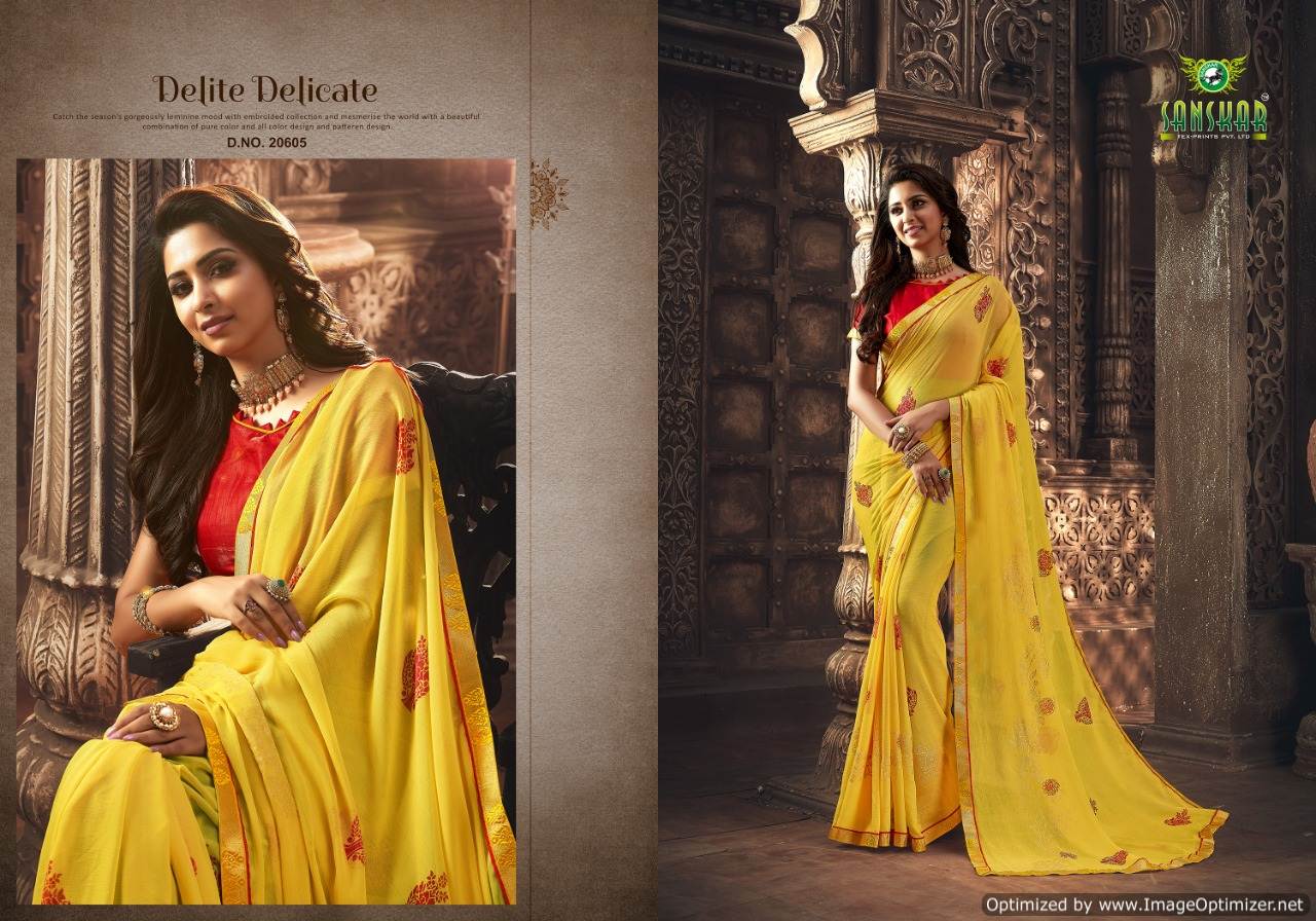 Sanskar By  Manorama Designer Printed Georgette Sarees Collections