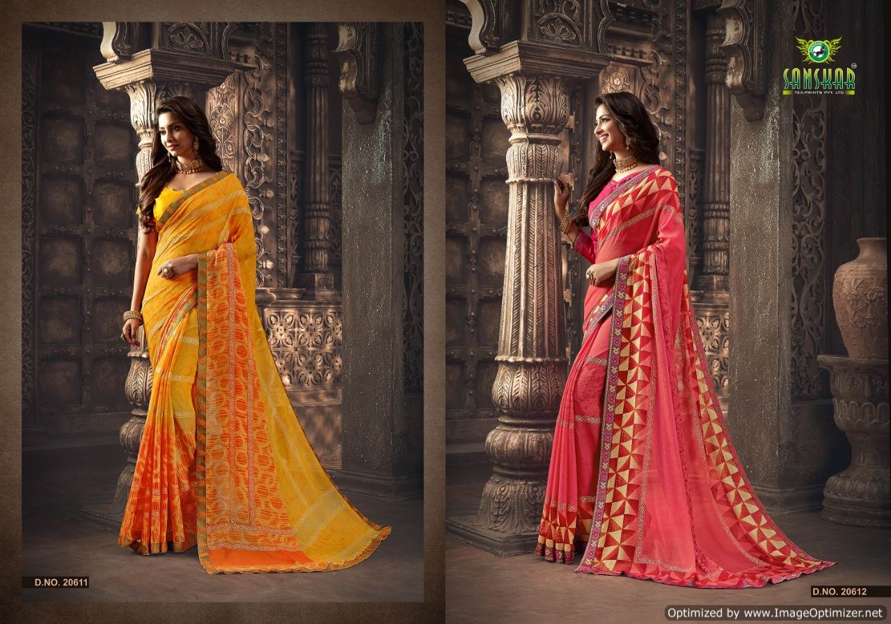 Sanskar By  Manorama Designer Printed Georgette Sarees Collections
