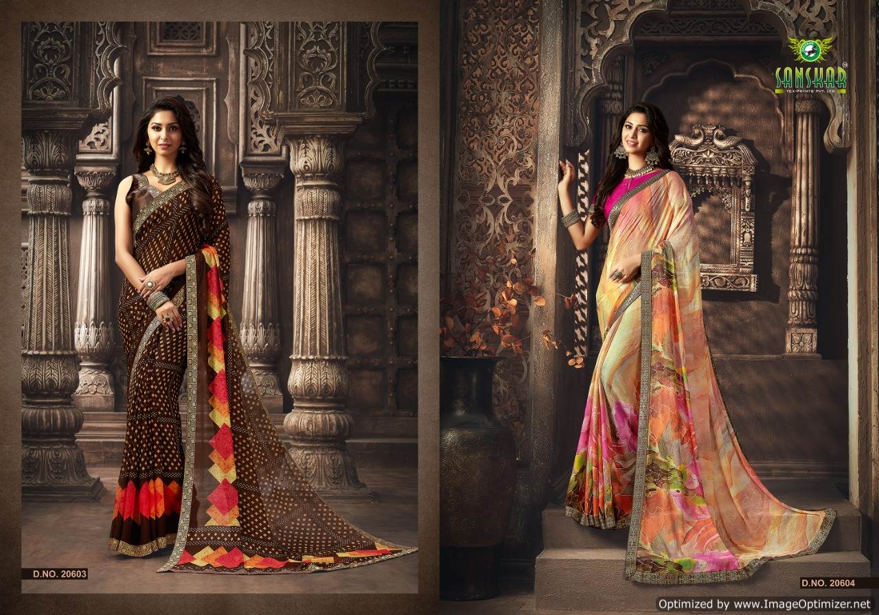 Sanskar By  Manorama Designer Printed Georgette Sarees Collections