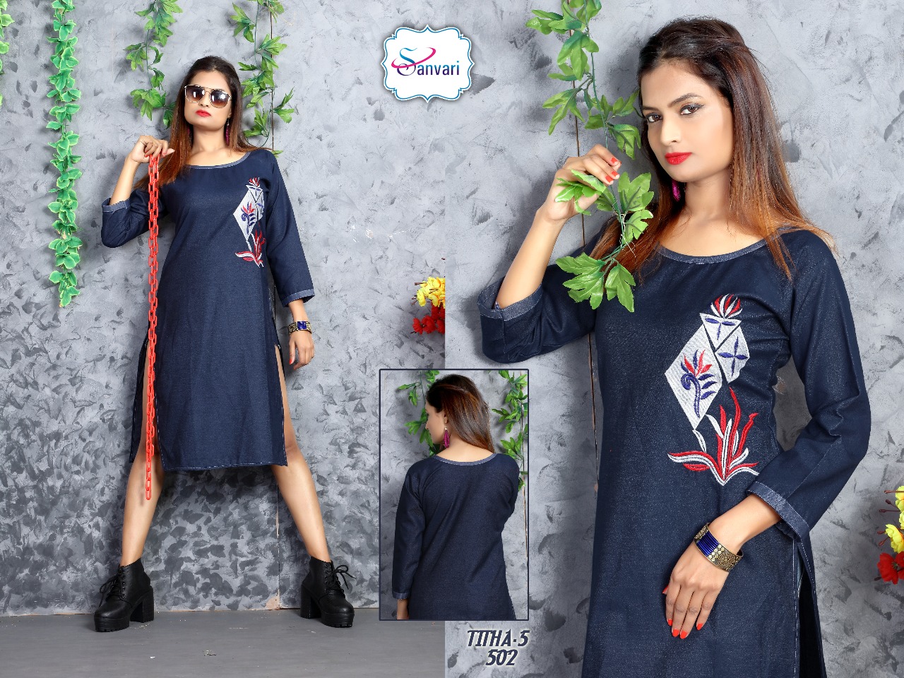 Titha Vol 5 Denim Designer  Kurtis Catalogue