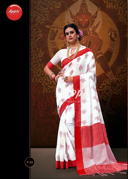 Pooja By Apple Designer Linen Saree Catalogue