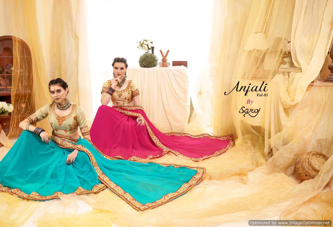 Anjali Vol 3 By Saroj Georgette Printed Saree Catalogue