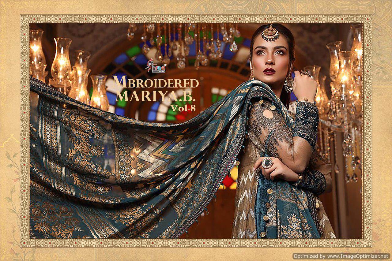 Mbroidered Mariya B Vol 8 By Shree Heavy Embroideries Wrok Pakistani Suit Catalogue