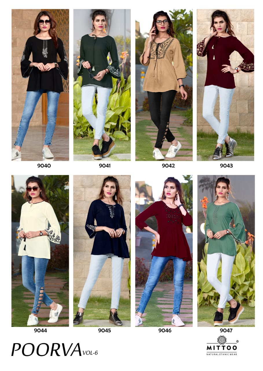 Poorva Vol  6 By Mittoo Rayon Western Top Collection