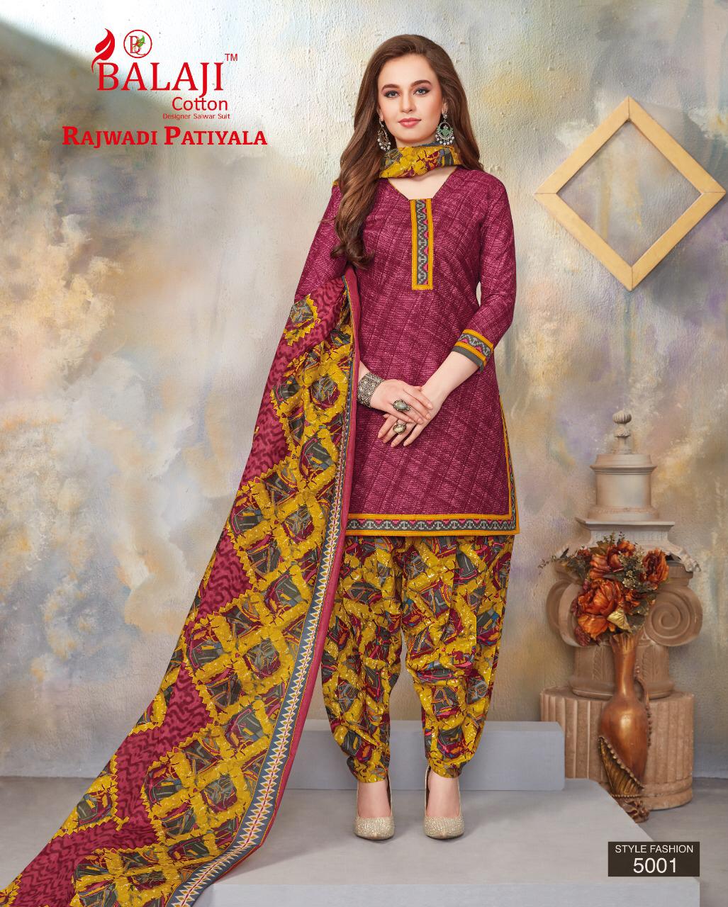 Rajwadi Patiyala Vol 5 By Balaji Printed Cotton Dress Material.