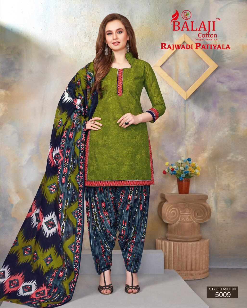 Rajwadi Patiyala Vol 5 By Balaji Printed Cotton Dress Material.