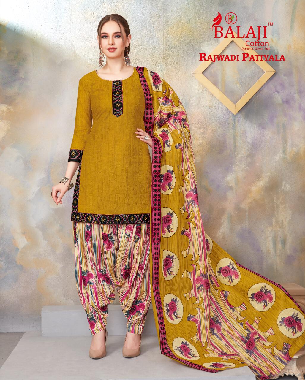 Rajwadi Patiyala Vol 5 By Balaji Printed Cotton Dress Material.