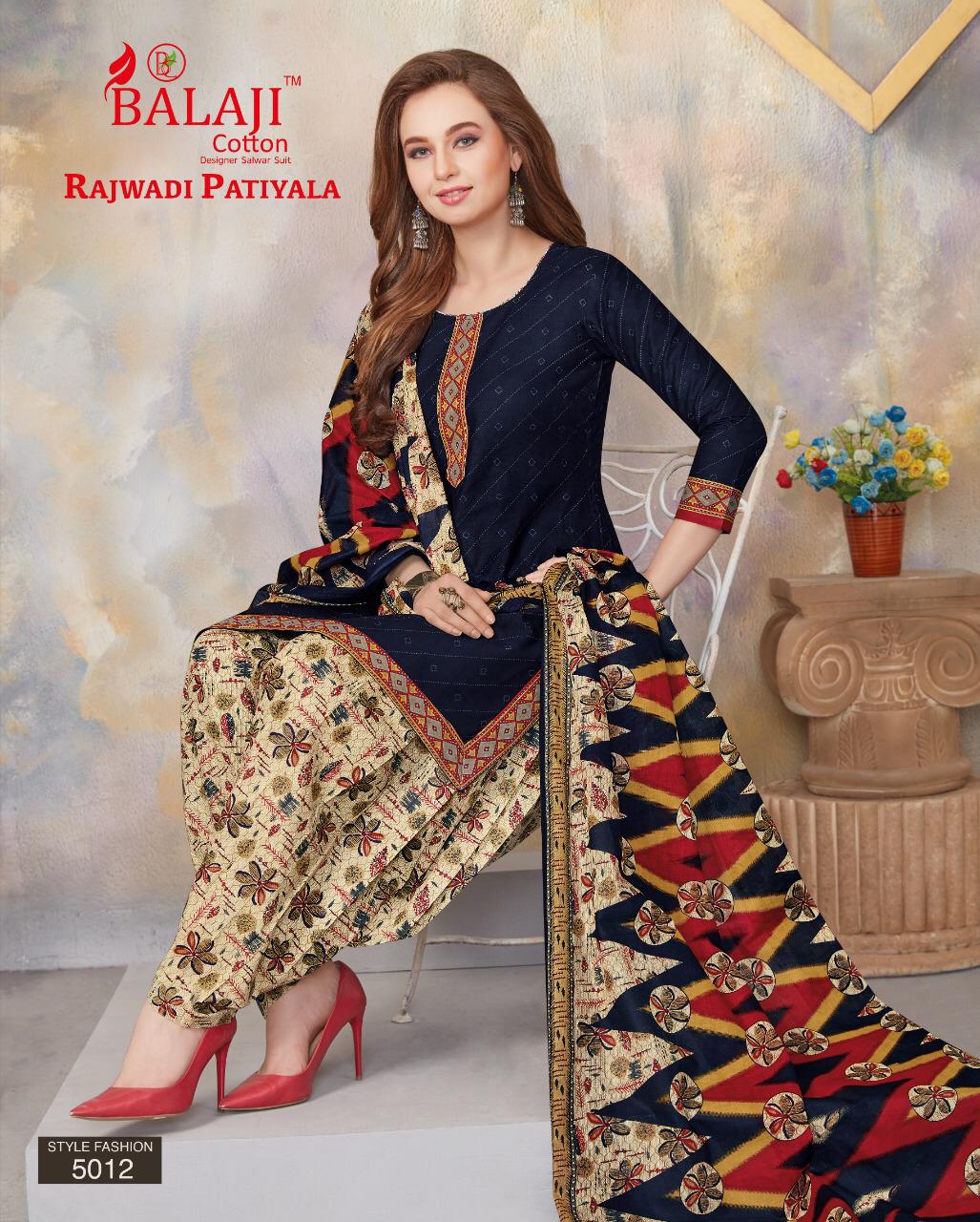 Rajwadi Patiyala Vol 5 By Balaji Printed Cotton Dress Material.
