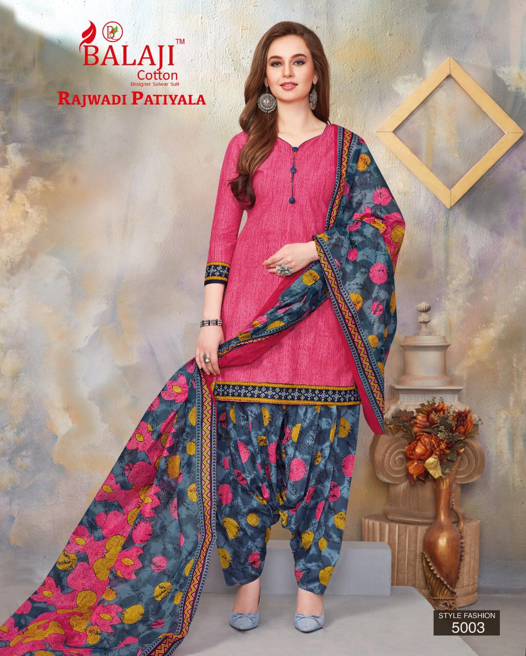 Rajwadi Patiyala Vol 5 By Balaji Printed Cotton Dress Material.