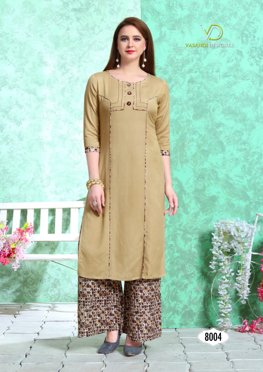 Atithi By Vasangi Designer Rayon Kurtis With Plazzo Collection