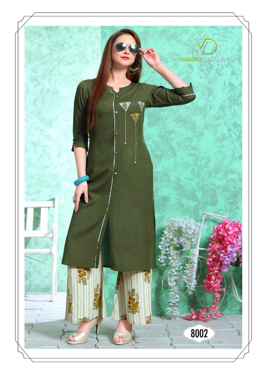 Atithi By Vasangi Designer Rayon Kurtis With Plazzo Collection