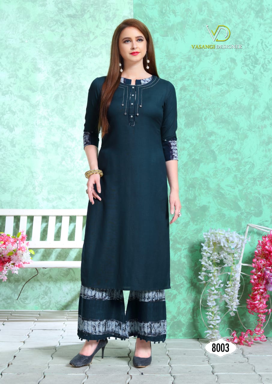 Atithi By Vasangi Designer Rayon Kurtis With Plazzo Collection