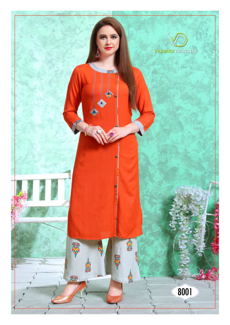 Atithi By Vasangi Designer Rayon Kurtis With Plazzo Collection