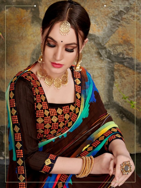 Finn By Kodas Georgette Printed Saree Collection