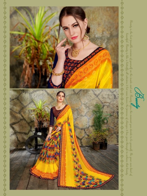 Finn By Kodas Georgette Printed Saree Collection