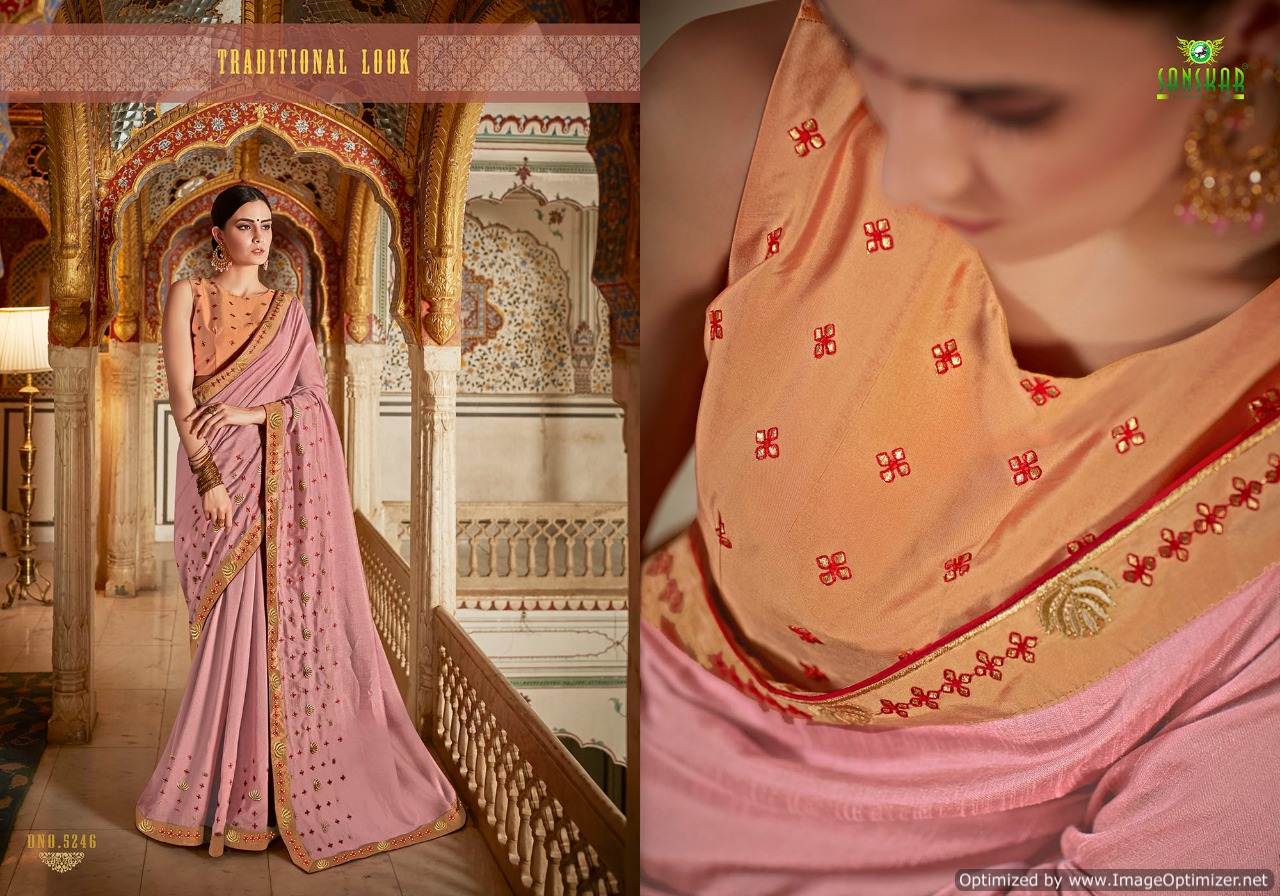 Gaura By Sanskar Designer Chiffon Saree Collection