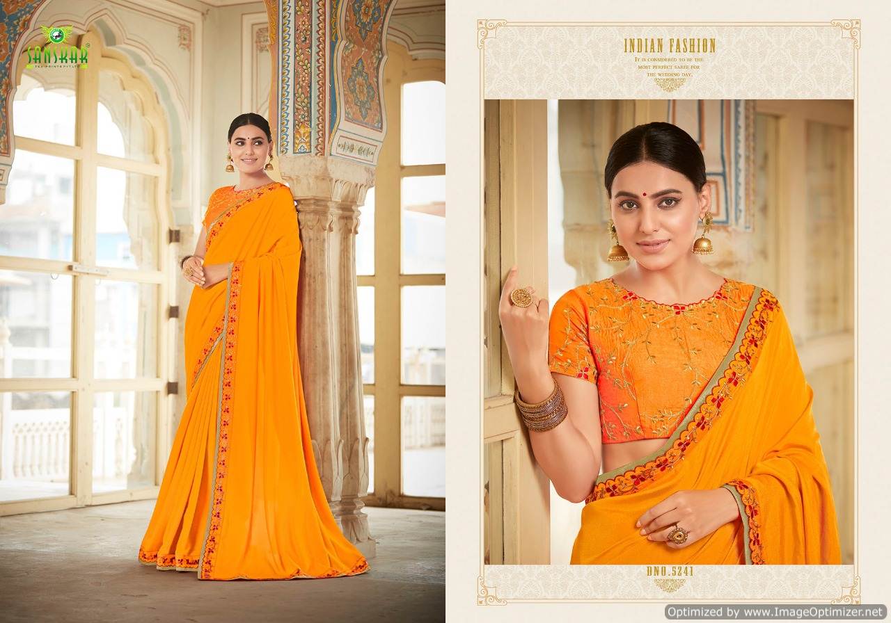 Gaura By Sanskar Designer Chiffon Saree Collection