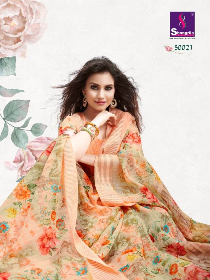 Jaipuri Linen By Shangrila Designers Line Cotton Sarees Catalogue