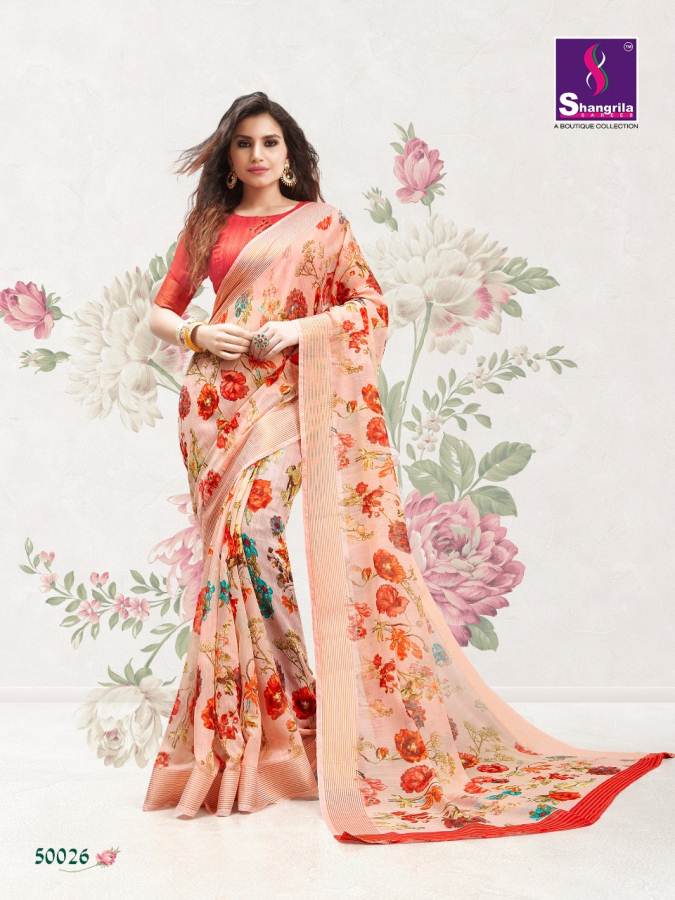 Jaipuri Linen By Shangrila Designers Line Cotton Sarees Catalogue