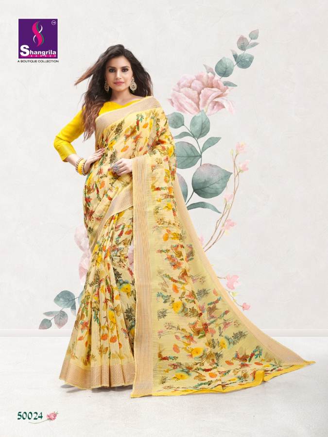 Jaipuri Linen By Shangrila Designers Line Cotton Sarees Catalogue