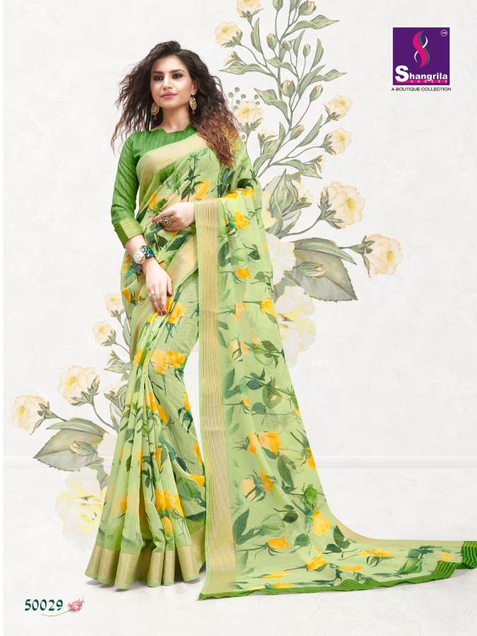 Jaipuri Linen By Shangrila Designers Line Cotton Sarees Catalogue