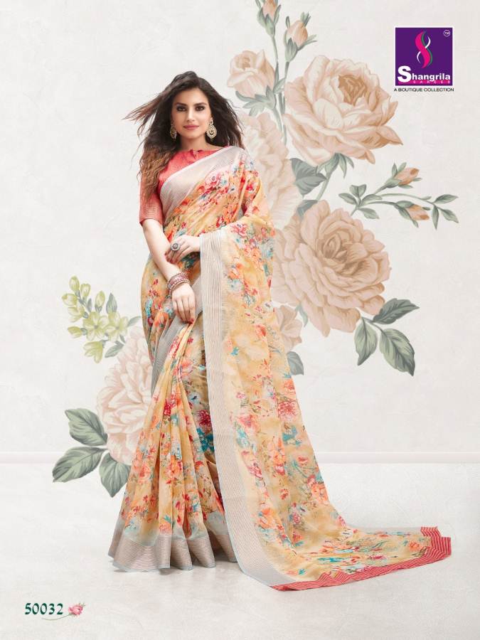 Jaipuri Linen By Shangrila Designers Line Cotton Sarees Catalogue