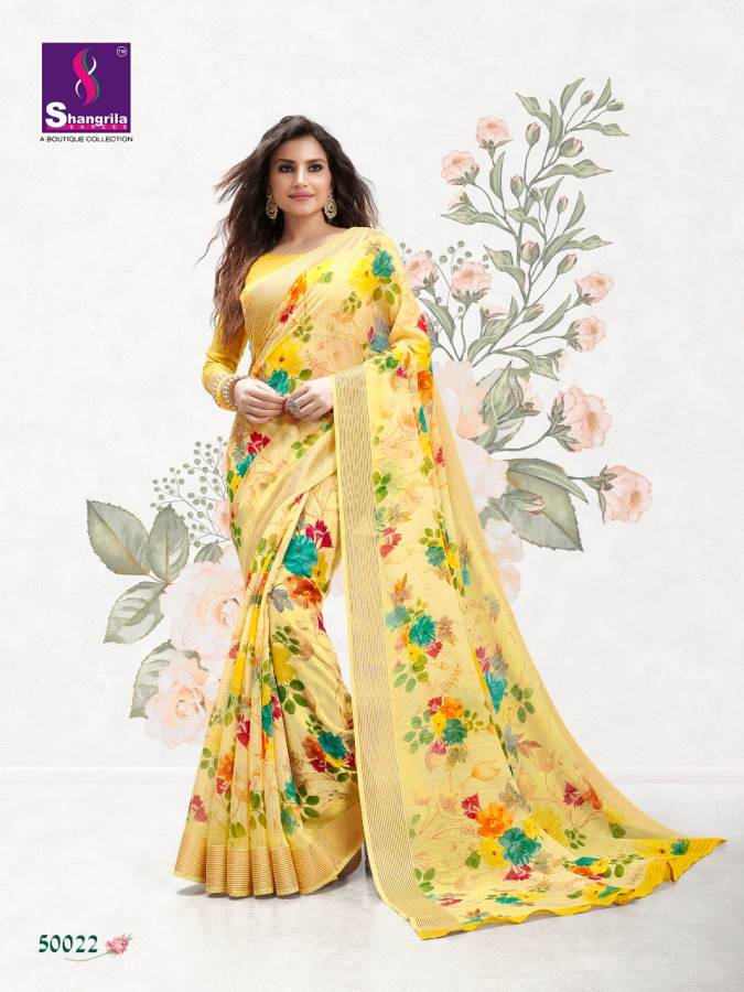 Jaipuri Linen By Shangrila Designers Line Cotton Sarees Catalogue
