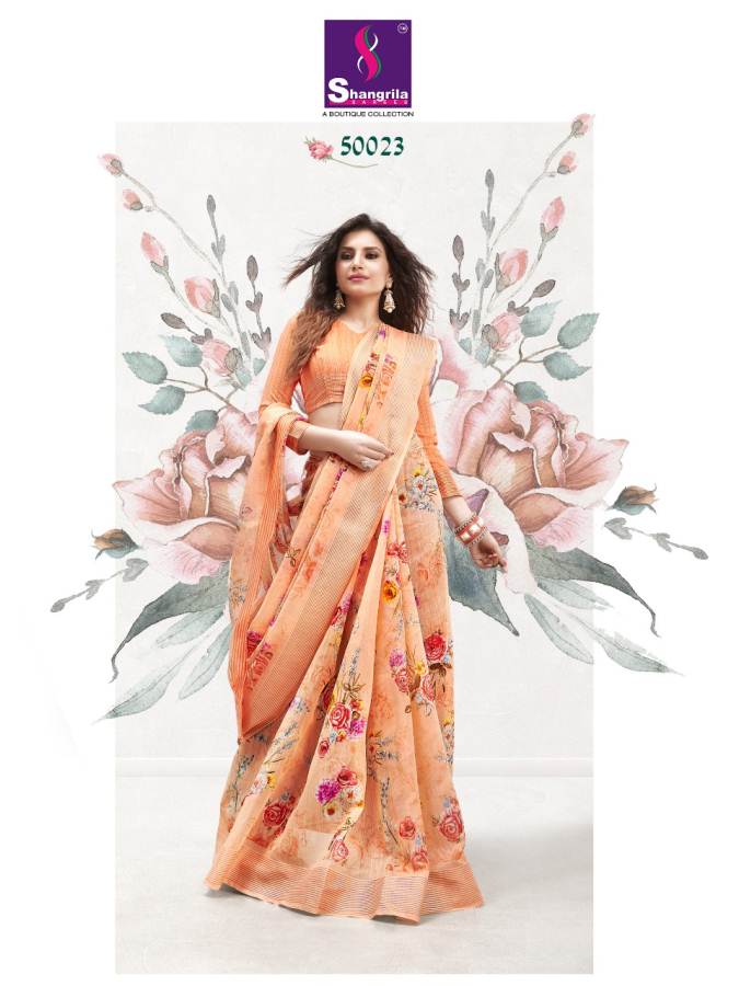 Jaipuri Linen By Shangrila Designers Line Cotton Sarees Catalogue