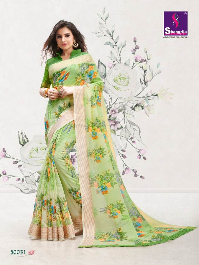 Jaipuri Linen By Shangrila Designers Line Cotton Sarees Catalogue