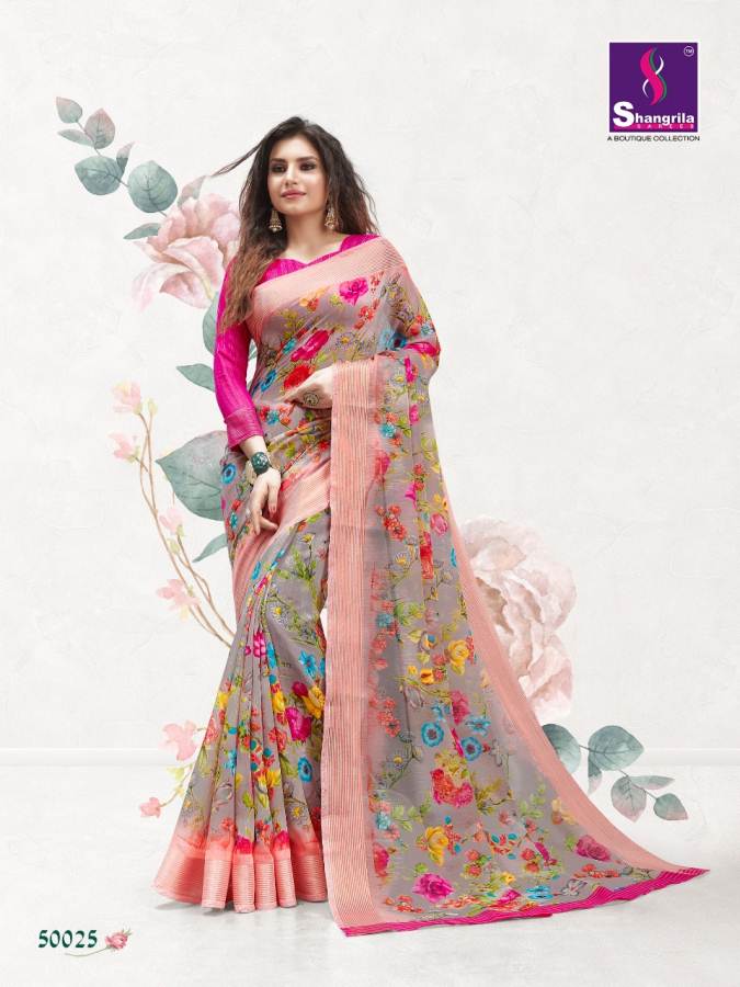 Jaipuri Linen By Shangrila Designers Line Cotton Sarees Catalogue