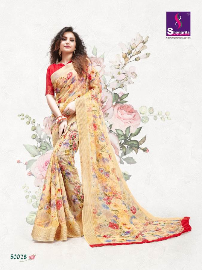 Jaipuri Linen By Shangrila Designers Line Cotton Sarees Catalogue