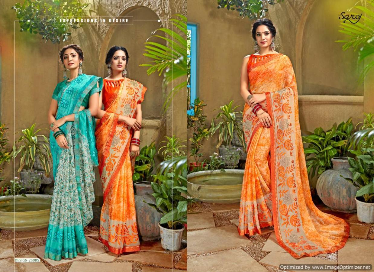 Julie Vol 5 By Saroj Printed Chiffon Saree Catalogue