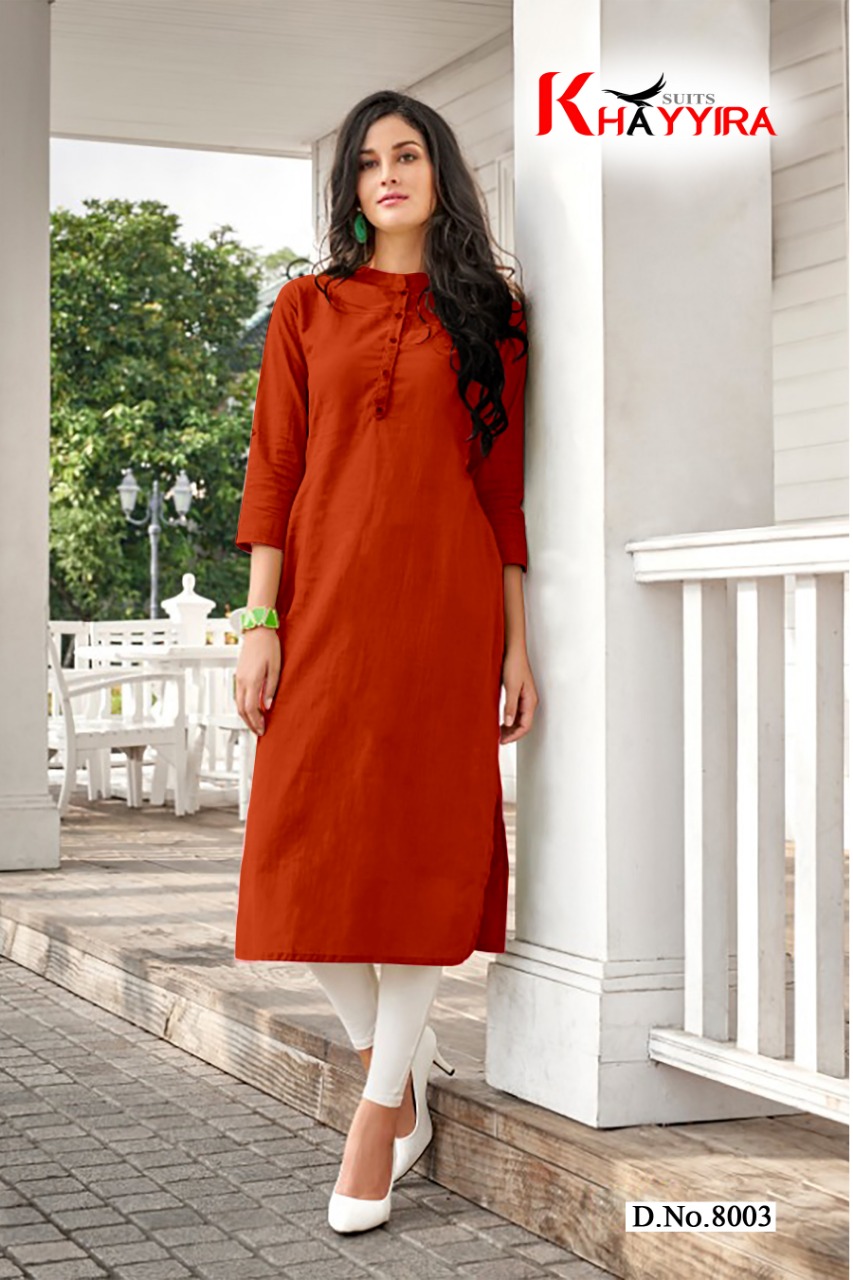 Saily By Khayyira Casual Wear Rayon With Cotton Kurtis Collection