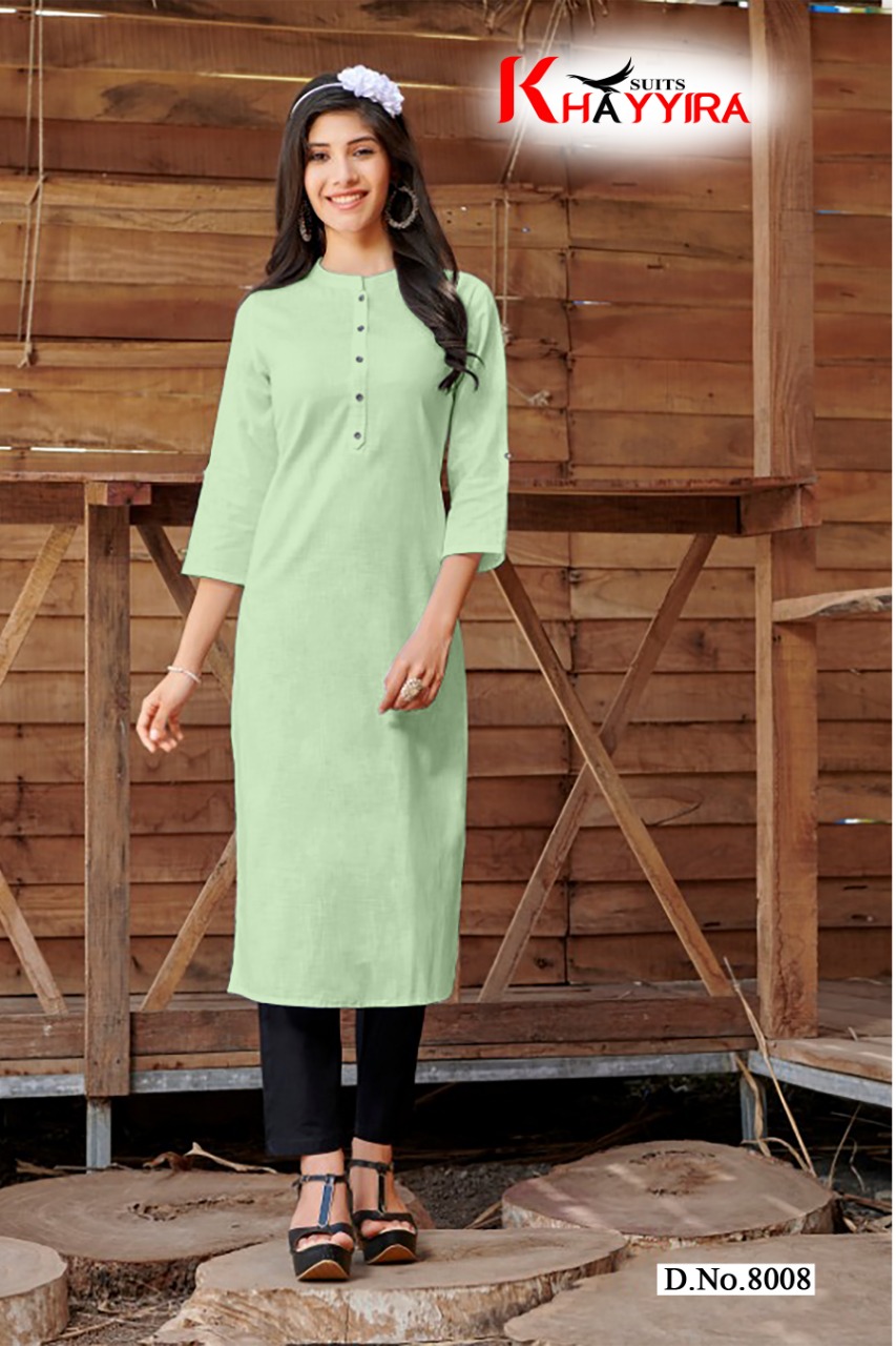 Saily By Khayyira Casual Wear Rayon With Cotton Kurtis Collection