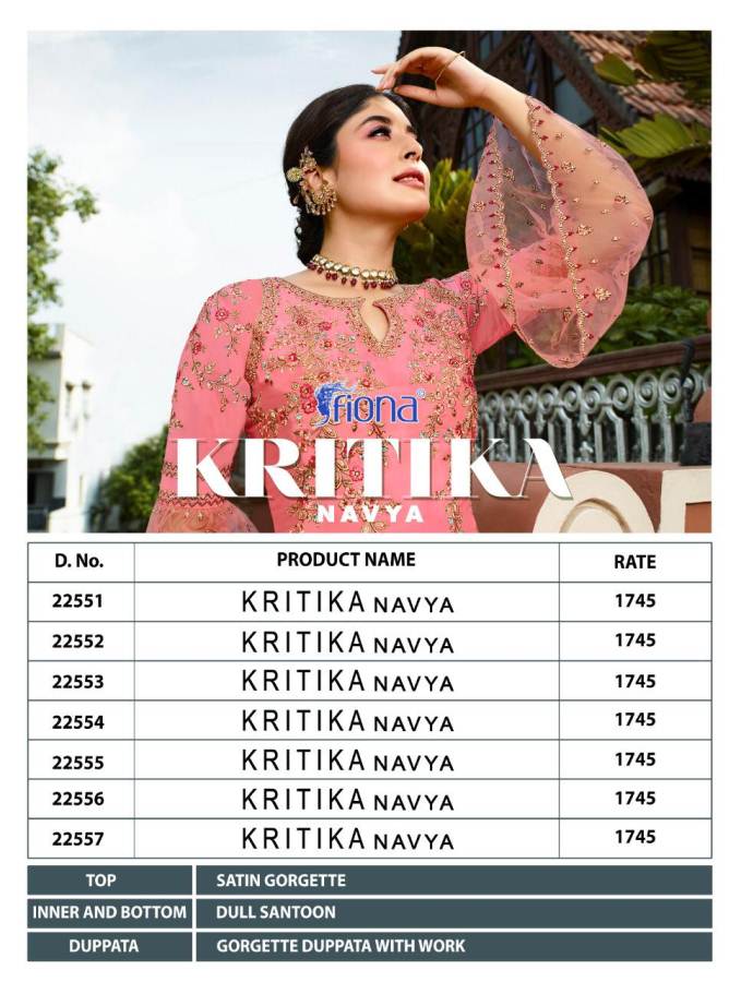 Kritika Navya By Fiona Embroidered Salwar Suits Collection
